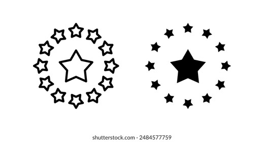 Stars in circle icon set vector illustration graphic design color editable