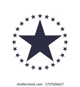 Estrellas en la plantilla de icono de círculo color negro editable. Círculo de estrellas, estrella en el medio, ilustración vectorial
