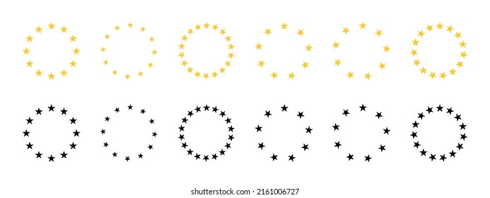 Sterne in Circle Icons Set - verschiedene Vektorgrafiken einzeln auf weißem Hintergrund