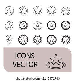 Stars in circle icons set . Stars in circle pack symbol vector elements for infographic web