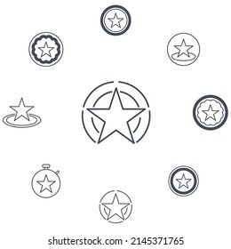 Stars in circle icons set . Stars in circle pack symbol vector elements for infographic web