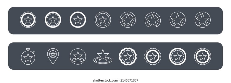 Stars in circle icons set . Stars in circle pack symbol vector elements for infographic web