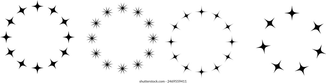 Stars in circle icons set. Vector illustration isolated on white background eps 10.