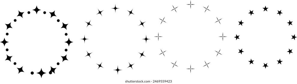 Stars in circle icons set. Vector illustration isolated on white background eps 10.