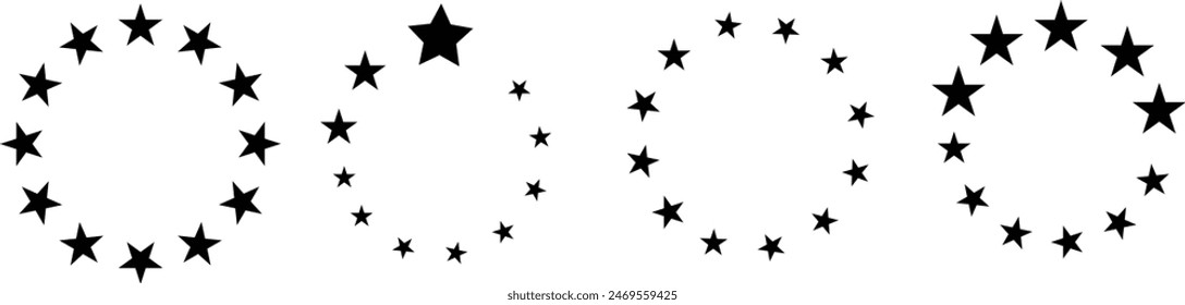 Stars in circle icons set. Vector illustration isolated on white background eps 10.