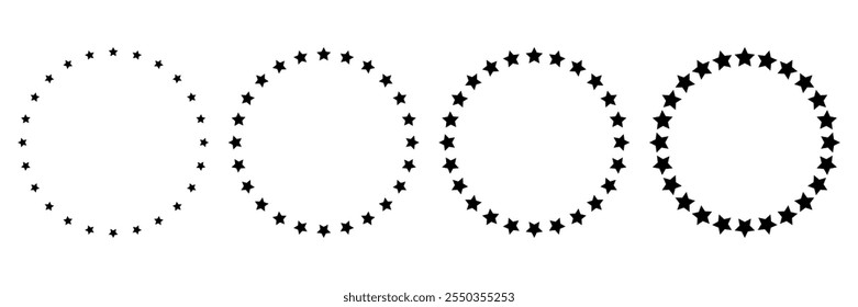 Stars in circle icons set. Vector illustration isolated on white background.