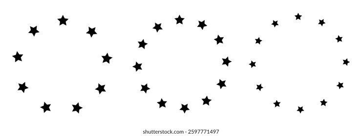 Stars in circle icons set. Vector illustration isolated on white background eps 888.