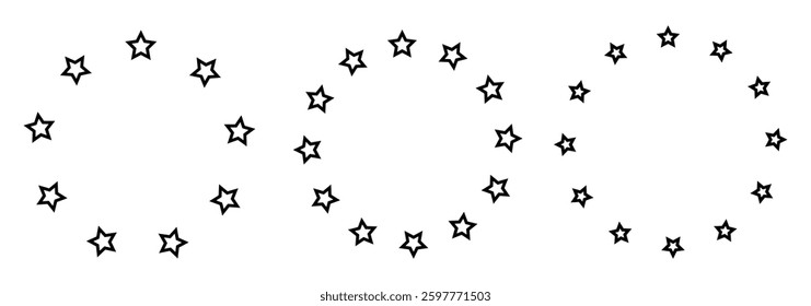 Stars in circle icons set. Vector illustration isolated on white background eps 888.