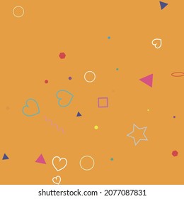 Stars Circle Red Simple Green Bright Wave Hipster Background. Purple Rectangle Zigzag Ring Violet Colorful Hearts Design Pic. Blue Yellow Pink Polygonal Oval Square Pastel Geometrical Design.