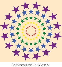 Stars in a circle shape with colorful.