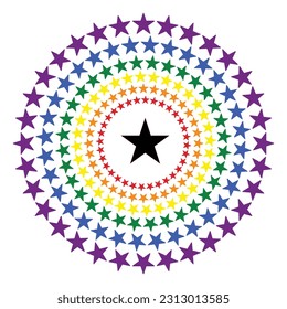 Sterne in Kreisform mit bunten Farben.