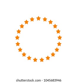 Stars in circle shape vector illustration, idea of round star decoration, stamp or emblem isolated on white