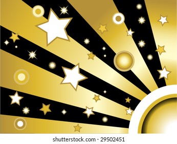 Stars and circles golden retro background