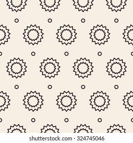 Stars with circles lines texture. Stripped geometric seamless pattern. Modern repeating stylish texture. Flat minimalistic texture on beige background. Vector