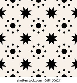 Stars and circles seamless geometric pattern. Geometric simple print. Vector repeating texture