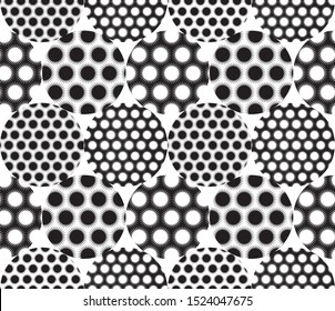 stars circles seamless pattern in black and white