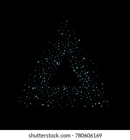 Stars, circles, shiny confetti. Scattered little, sparkling, flashing blue, glitter elements. Random tiny stellar falling on black background. New Year and Christmas background. Vector illustration.