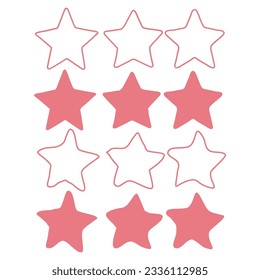 Stars Clipart set. Stars Icon Collection, falling star, firework, twinkle, glow, glitter burst vector illustrations. Star sign. Pixel perfect. Editable Strokes, Pencil Hand Drowns Star Clipart