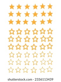 Stars Clipart set. Stars Icon Collection, falling star, firework, twinkle, glow, glitter burst vector illustrations. Star sign. Pixel perfect. Editable Strokes, Pencil Hand Drowns Star Clipart