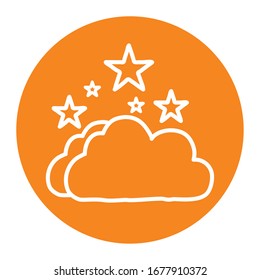 Estrellas y líneas de nubes diseño ícono, noche cielo espacio naturaleza ciencia galaxia celestial y astrología Ilustración vectorial