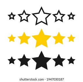 Stars collection. Five Stars vector icons. Rating concept. Star in simple flat and lines design. Vector illustration