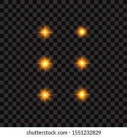 Stars collection on transparent background, vector illustration.