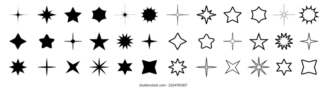 stars collection set.  Black set of Stars simple flat style. Star icon. Vector graphics