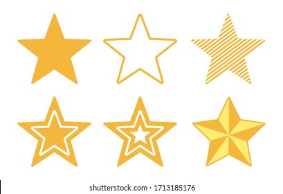 Stars collection. Star vector icons. Golden and Black set of Stars, isolated on transparent background. Star icon. Stars in modern simple flat style.