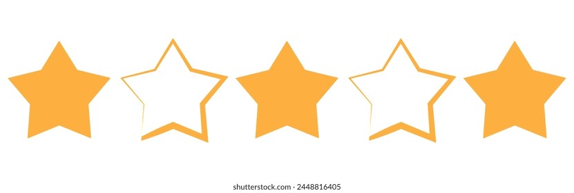 Stars collection. Star vector icons. Golden and Black set of Stars, isolated on transparent background. Star icon. Stars in modern simple flat style. Vector