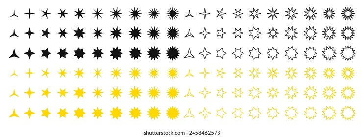 Stars collection. Star vector icons. Set of Stars. Star icon. Stars shine sparkles