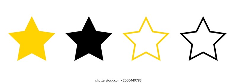 Stars collection. Star vector icons. Golden Stars isolated on white background. Vector illustration