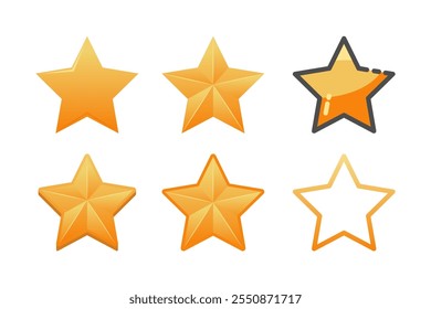 Stars collection. Star vector icons. Golden and Line set of Stars