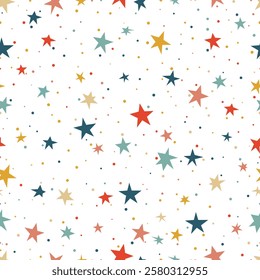 Stars, colorful stars, starry sky, children's background, seamless pattern, illustration, vector