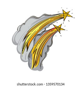 Stars. Comet with a burning tail. A large uncontrollable cosmic body.