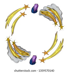 Stars. Comet with a burning tail. A large uncontrollable cosmic body.