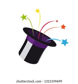 Stars coming from Magic Hat vector illustration