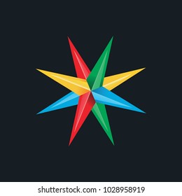 Stars Compass Logo Icon vector