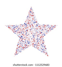 Stars Confetti in Colors of American Flag. USA Cover Pattern Design. Independence Day Texture. Business Presentation Print Design Background.
