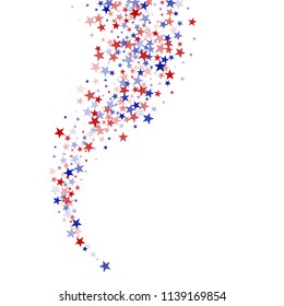 Stars Confetti in Colors of American Flag. 4th of July Pattern Design. Veteran Day Texture. Screen, Cover Stars Background.