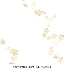 Stars confetti diagonal border. Isolated gradient stellar elements. Pearl nacre shine. Holiday celebration luminous vector template for celebration decorations, packaging.