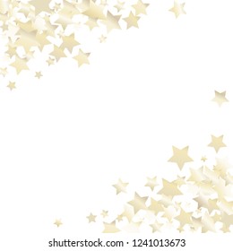 Stars confetti diagonal border. Isolated gradient celestial elements. Pearl nacre glitter. Festive iridescent holographic effect vector template for celebration decorations, packaging.