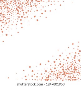 Stars confetti diagonal border. Isolated gradient stellar elements. Copper metal shine. Festive iridescent holographic shine effect vector template for celebration decorations, posters.