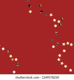 Stars confetti diagonal border. Isolated gradient stellar elements. Platinum chrome metallic gloss. Iridescent festive  celebration vector  background.