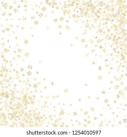 Stars confetti diagonal border. Isolated gradient celestial elements. Pearl nacre shine. Iridescent festive  celebration vector  template for celebration decorations, packaging.