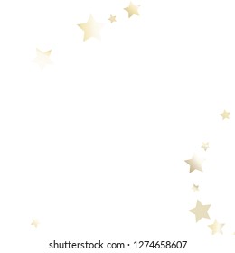 Stars confetti diagonal border. Isolated gradient celestial elements. Pearl nacre gloss. Festive iridescent holographic effect vector template for celebration decorations, packaging.