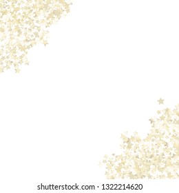 Stars confetti diagonal border. Isolated gradient stellar elements. Pearl nacre glitter. Festive iridescent holographic effect vector template for celebration decorations, packaging.
