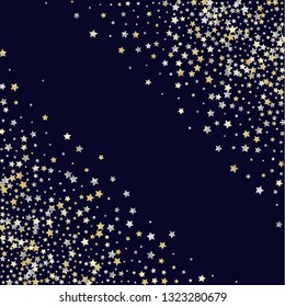 Stars confetti diagonal border. Isolated gradient stellar elements. Yellow pearl nacre gloss. Iridescent glitter festive  celebration vector  template for celebration decorations