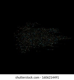 Stars Confetti. Gold, Blue stars, shiny confetti.
 Scattered little sparkling, glitter star. Random stellar falling on black background. New Year Christmas background. Vector illustration.