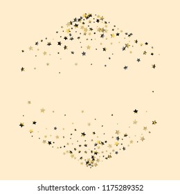 Stars confetti horizontal border. Isolated gradient celestial elements. Platinum chrome metallic gloss. Festive iridescent holographic effect vector background.