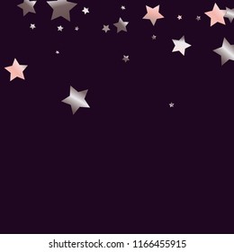 Stars confetti.  Isolated gradient celestial elements. Pink purple pearl nacre gloss. Festive iridescent holographic effect vector background for celebration decorations, flyers, posters.